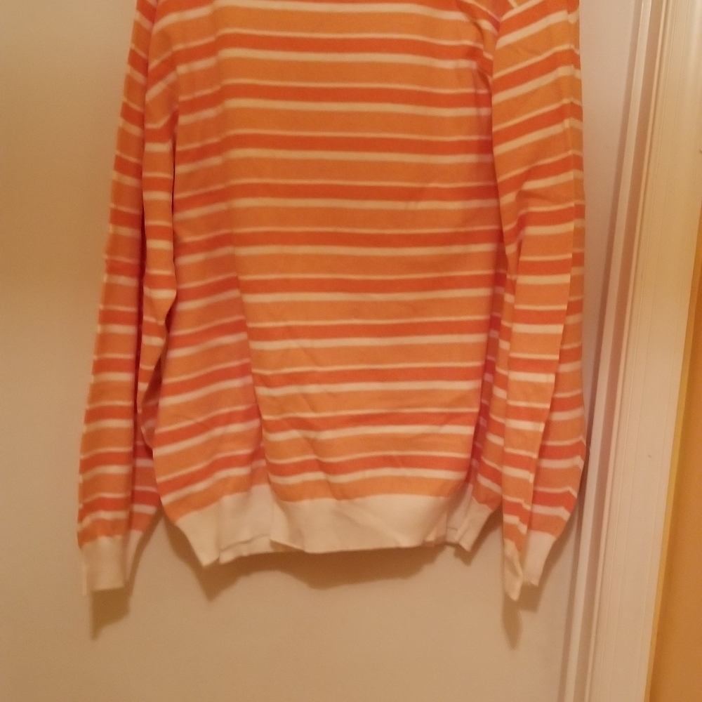 Jos. A. Bank Orange and White Striped Crewneck Sweater